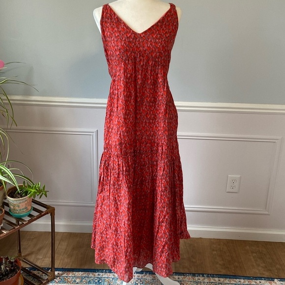 Joie Tea Rose Tiered Sleeveless V-Neck Maxi Dress 100% Cotton size XL - Picture 3 of 14
